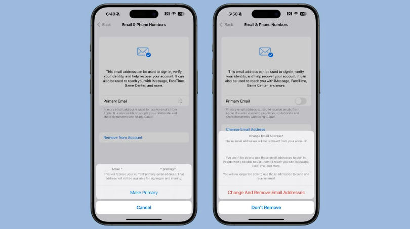 芦溪苹果手机维修分享苹果 iOS 18.1 支持设置“主要”邮箱地址并更改 iCloud 邮箱 